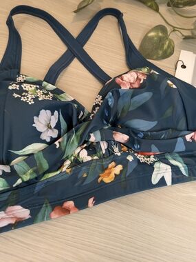 Floral Print Crossback Swim Top By Hanna Nikole